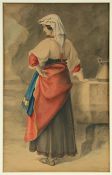 MÜCKE, Karl Anton Heinrich (1806-1891), "Donna di Monte Cassino", Bleistift/Aquarell/Papier, 33 x
