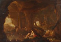 VAN CUYLENBORCH, Abraham (ca.1610-1658), zugeschrieben, "Badende Nymphen in einer Grotte", Öl/