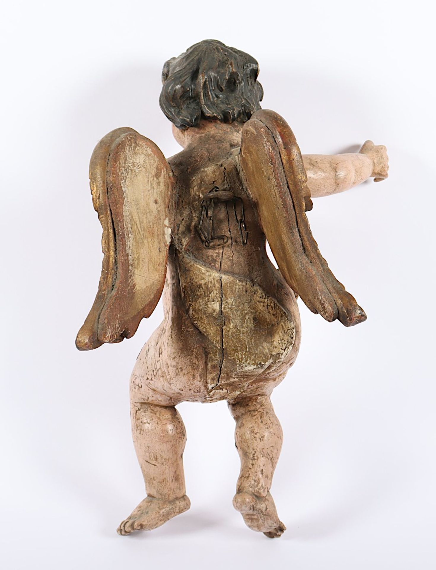 PUTTO, Holz, geschnitzt, polychrom gefasst, L 56, DEUTSCH, 18./19.Jh. - Bild 3 aus 3