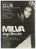 MILVA, singt Brecht, Plakat, Offset, 84 x 60, läs., signiert und datiert 1978, ungerahmt