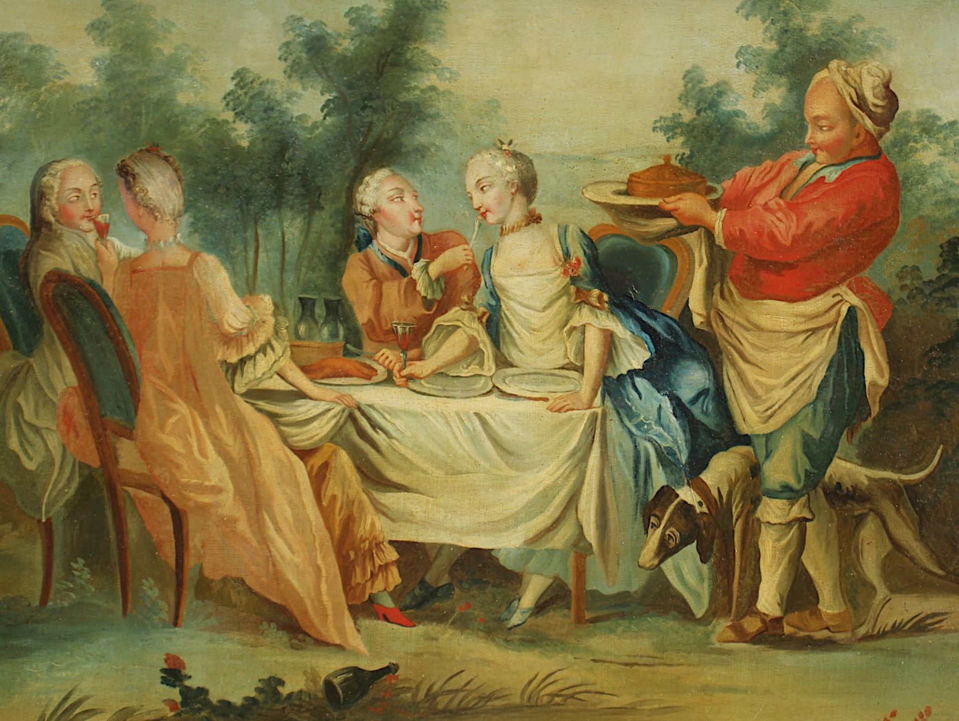 WATTEAU, Antoine (1684-1721), Nachfolge um 1900, "Festtafel im Park", Öl/Lwd., 88 x 110, wohl - Image 3 of 4