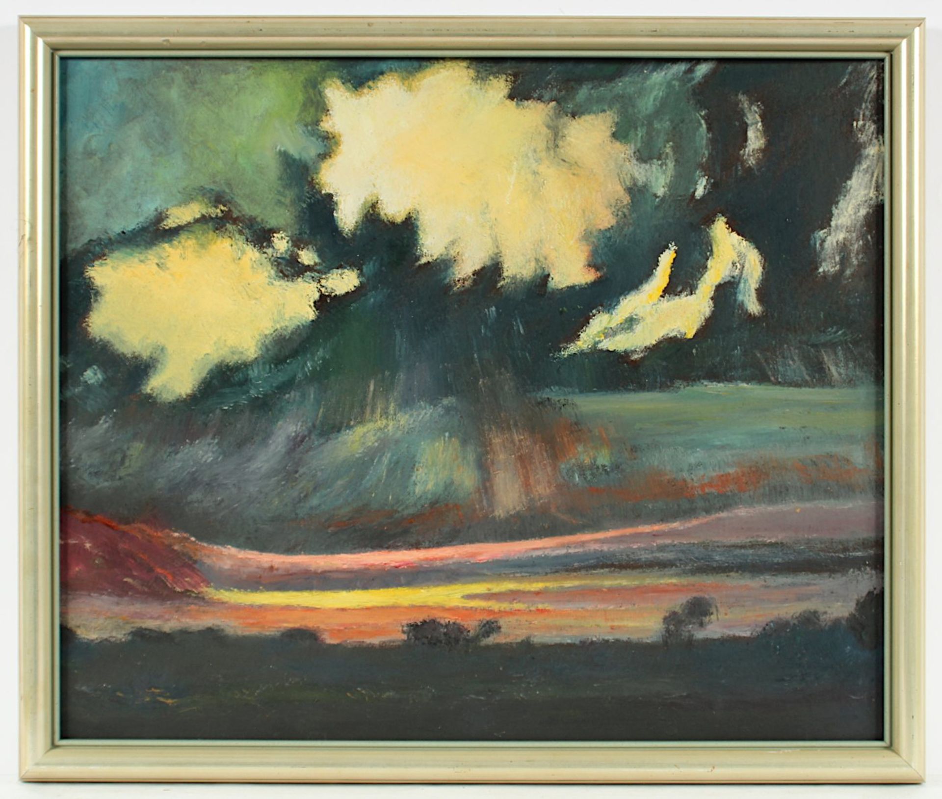 DODENHOFF, Heinz (1889-1981), "Abstrakte Landschaft", Öl/Malkarton, 60 x 50, verso signiert sowie