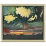 DODENHOFF, Heinz (1889-1981), "Abstrakte Landschaft", Öl/Malkarton, 60 x 50, verso signiert sowie
