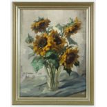 CLAUS, C. (Maler um 1940), "Stilleben mit Sonnenblumen", Öl/Lwd., 70,5 x 54, unten links signiert,