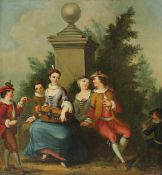 WATTEAU, Antoine (1684-1721), Nachfolge 18.Jh., "Musizierende Parkgesellschaft", Öl/Lwd., 71,5 x 68,