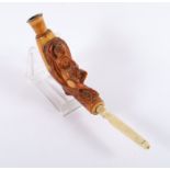 PFEIFENKOPF, Meerschaum, figürlich beschnitzt, L 11,5, 2.H.19.Jh.