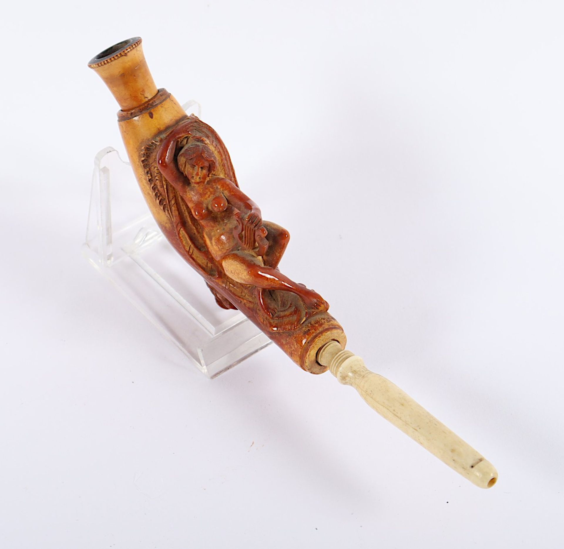 PFEIFENKOPF, Meerschaum, figürlich beschnitzt, L 11,5, 2.H.19.Jh.