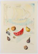 DALI, Salvador, "Ship and fruits", Farblithografie, 71 x 50, Ex. 164/2500, 1986, nach dem Original