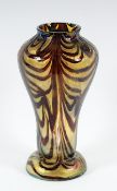 VASE, farbloses Glas, mit farbigen Pulveraufschmelzungen, geätzt, lüstrierende Oberfläche, H 25,