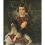 BLANC, Joseph Célestin (1818-1888), zugeschrieben, "Mädchen mit Hund", Öl/Lwd., 55 x 46,5, unten