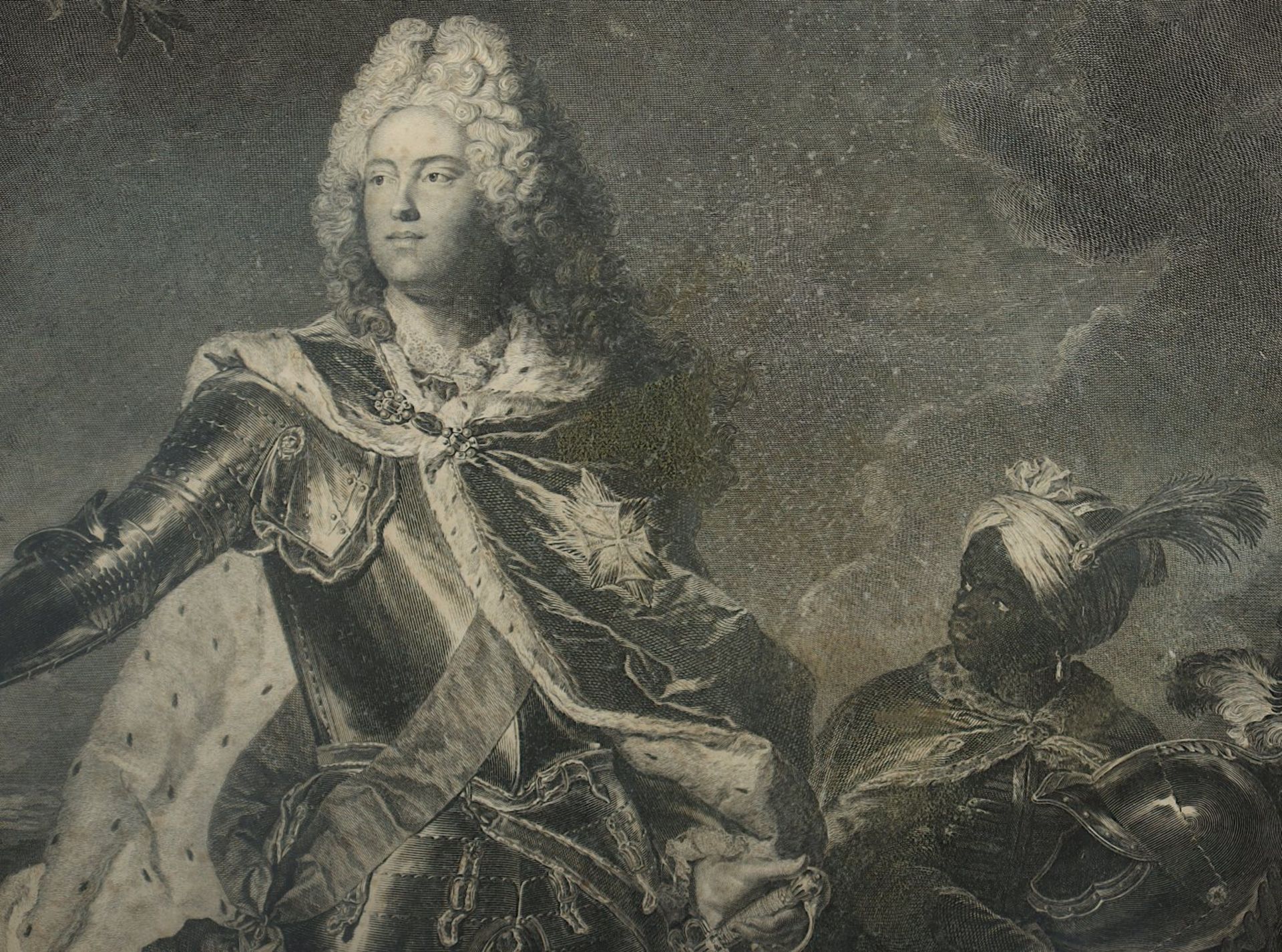 PORTRAIT-STICH, Kurprinz Friedrich August von Sachsen (1696-1763) nach Rigaud, Hyacinthe (1659- - Image 2 of 2