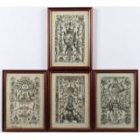 WEIGEL, Johann Christoph, "Die vier Jahreszeiten", 4 Kupferstiche, 24 x 15, A.18.Jh., rest. fleckig,