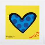 BRITTO, Romero, "Heart", Farboffset, 24 x 24, in Rot signiert, ungerahmt
