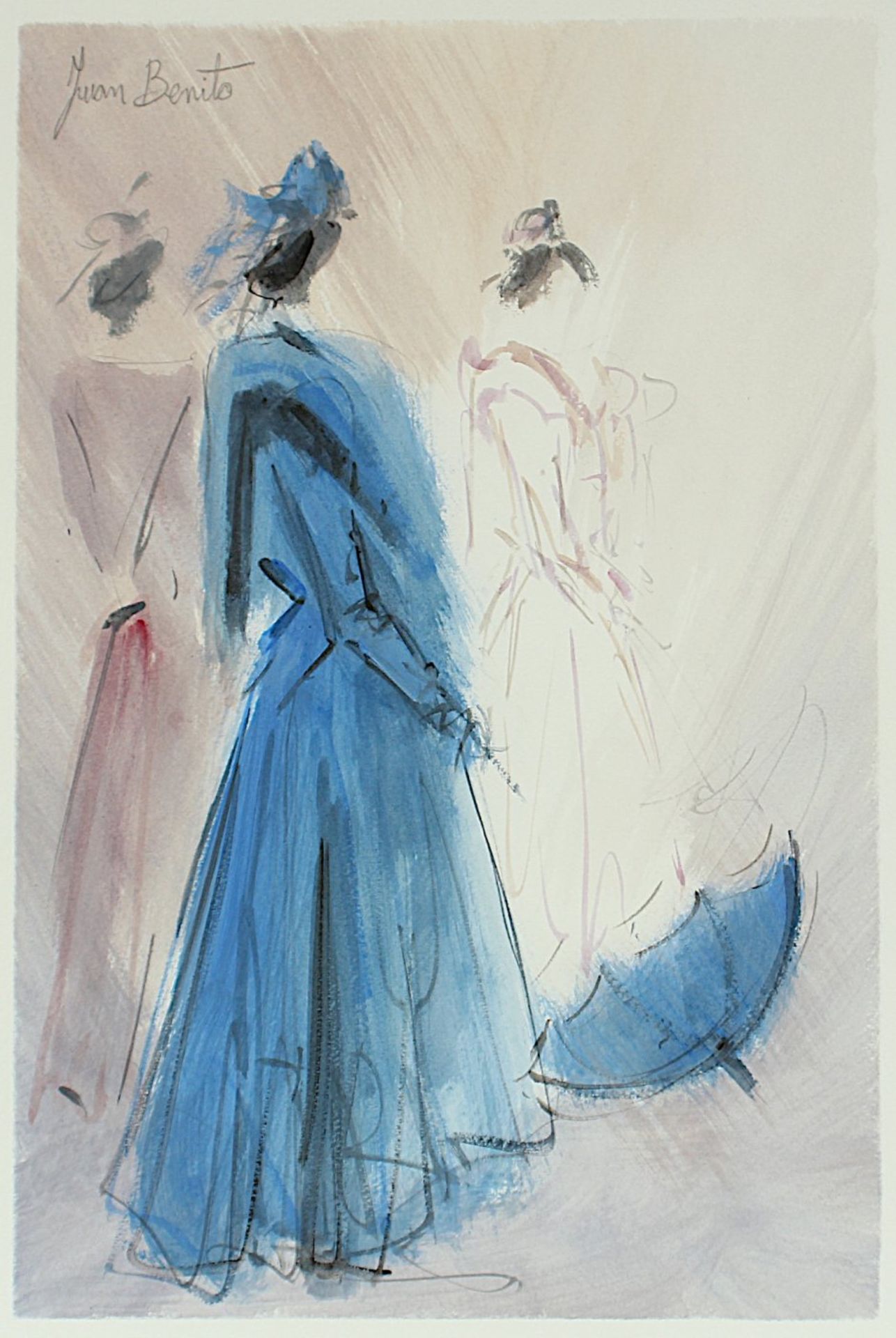 BENITO, Juan (*1944), "Drei Frauen", Aquarell/Papier, 51,5 x 36 (Passepartoutausschnitt), oben links