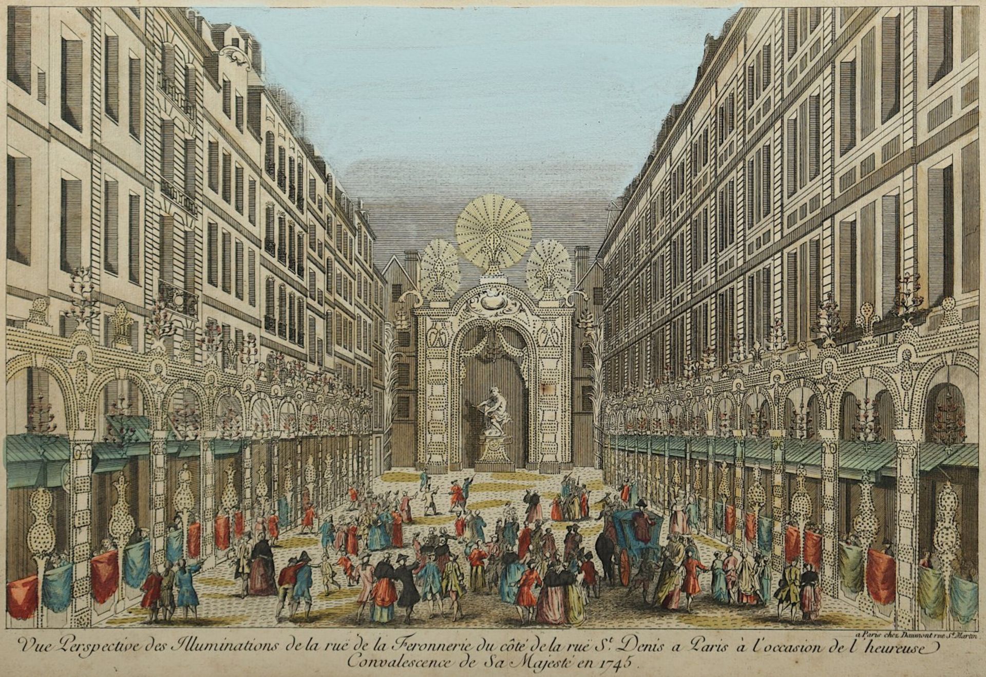 PARIS RUE ST. DENIS, "Vue perspective des illuminations de la rue de la Feronnerie du côté de la rue - Image 2 of 2