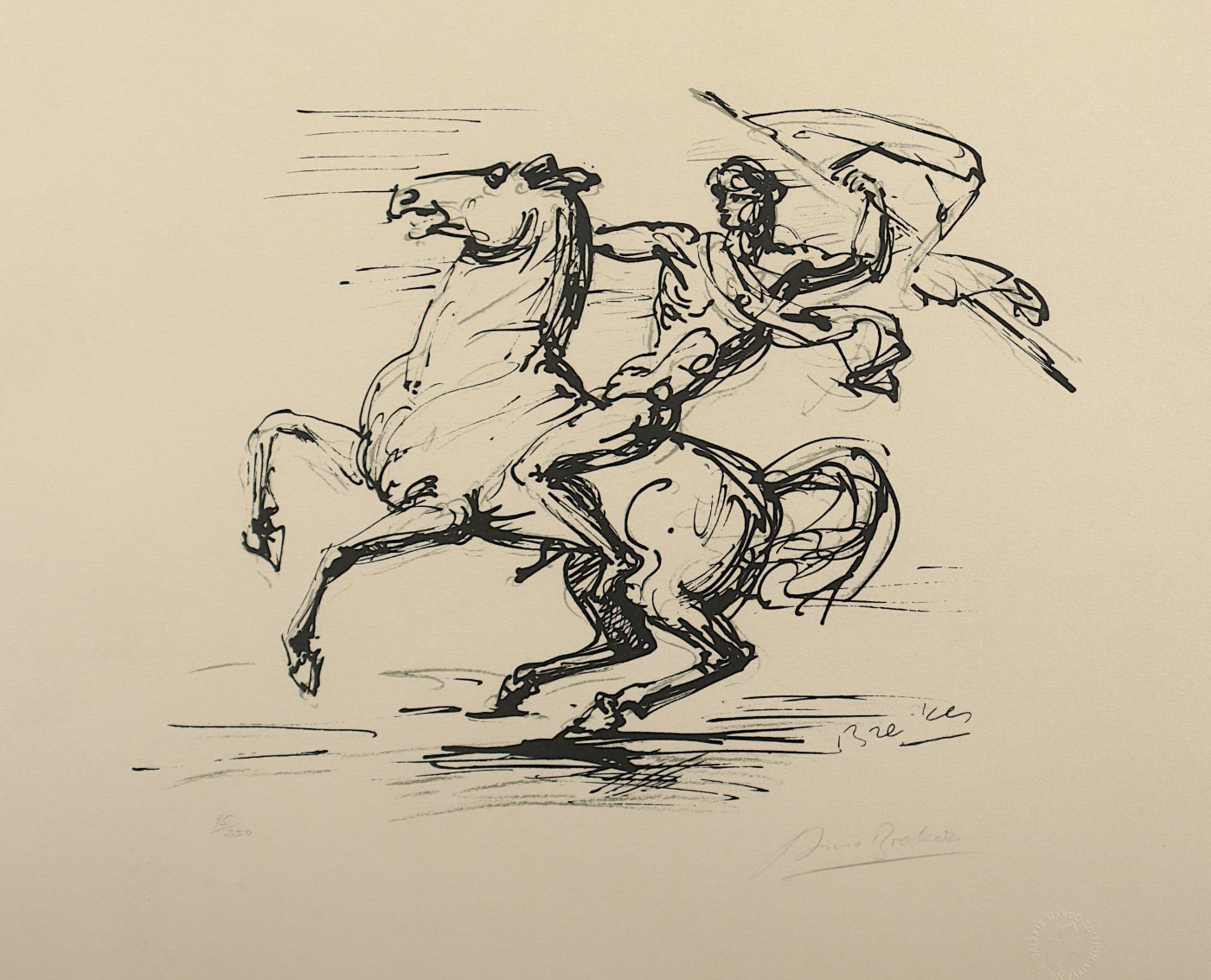 BREKER, Arno, "Apollo auf dem Pferd", Original-Lithografie, 31 x 38, nummeriert 95/250,
