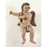 PUTTO, Holz, geschnitzt, polychrom gefasst, L 56, DEUTSCH, 18./19.Jh.