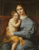 PORTRAITMALER UM 1800, "Mutter mit Kind", Öl/Lwd., 36 x 29, besch., R.