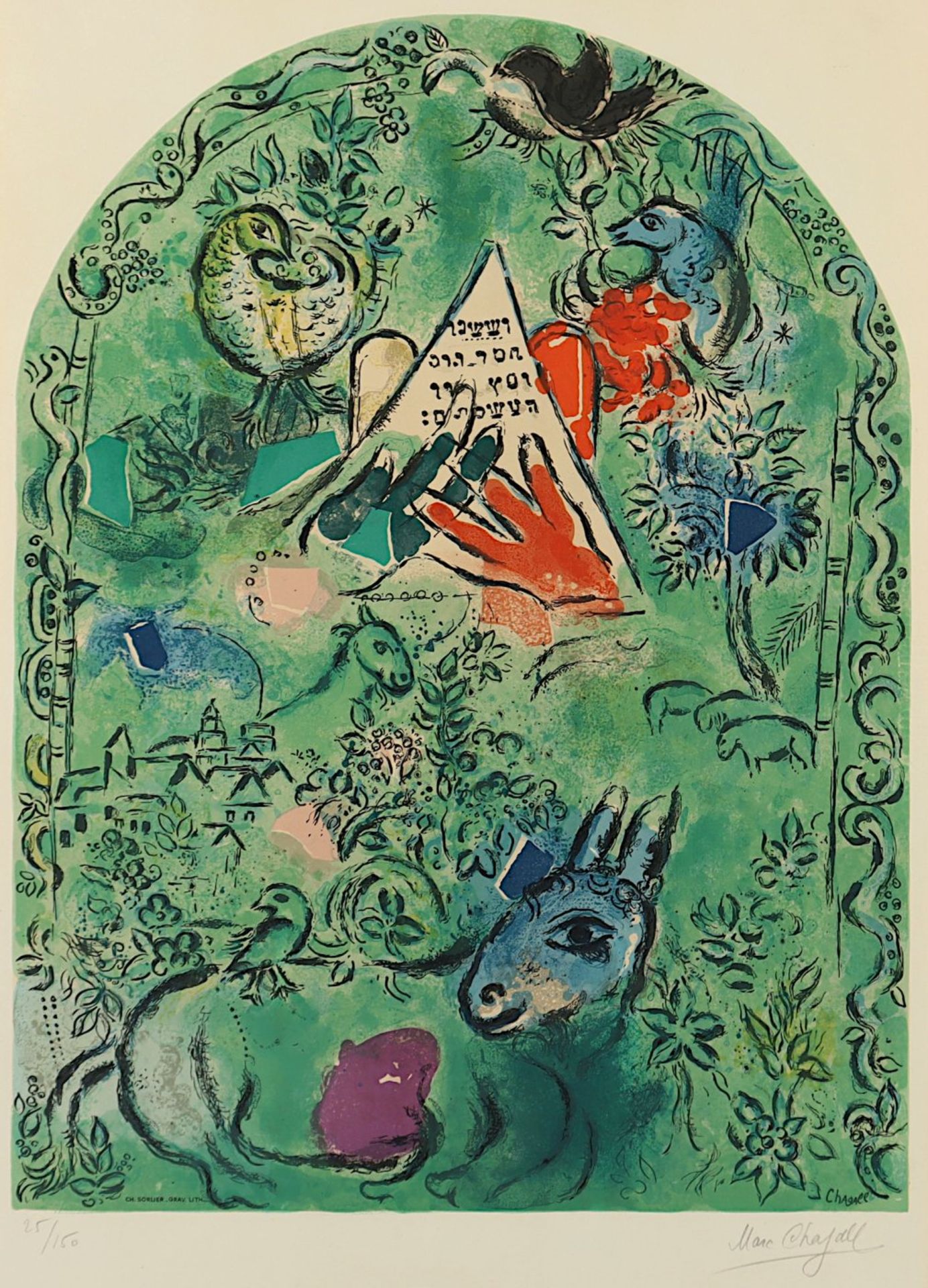 CHAGALL, Marc, "Der Stamm Issachar", Original-Farblithographie auf Velin mit Wasserzeichen "Arches",