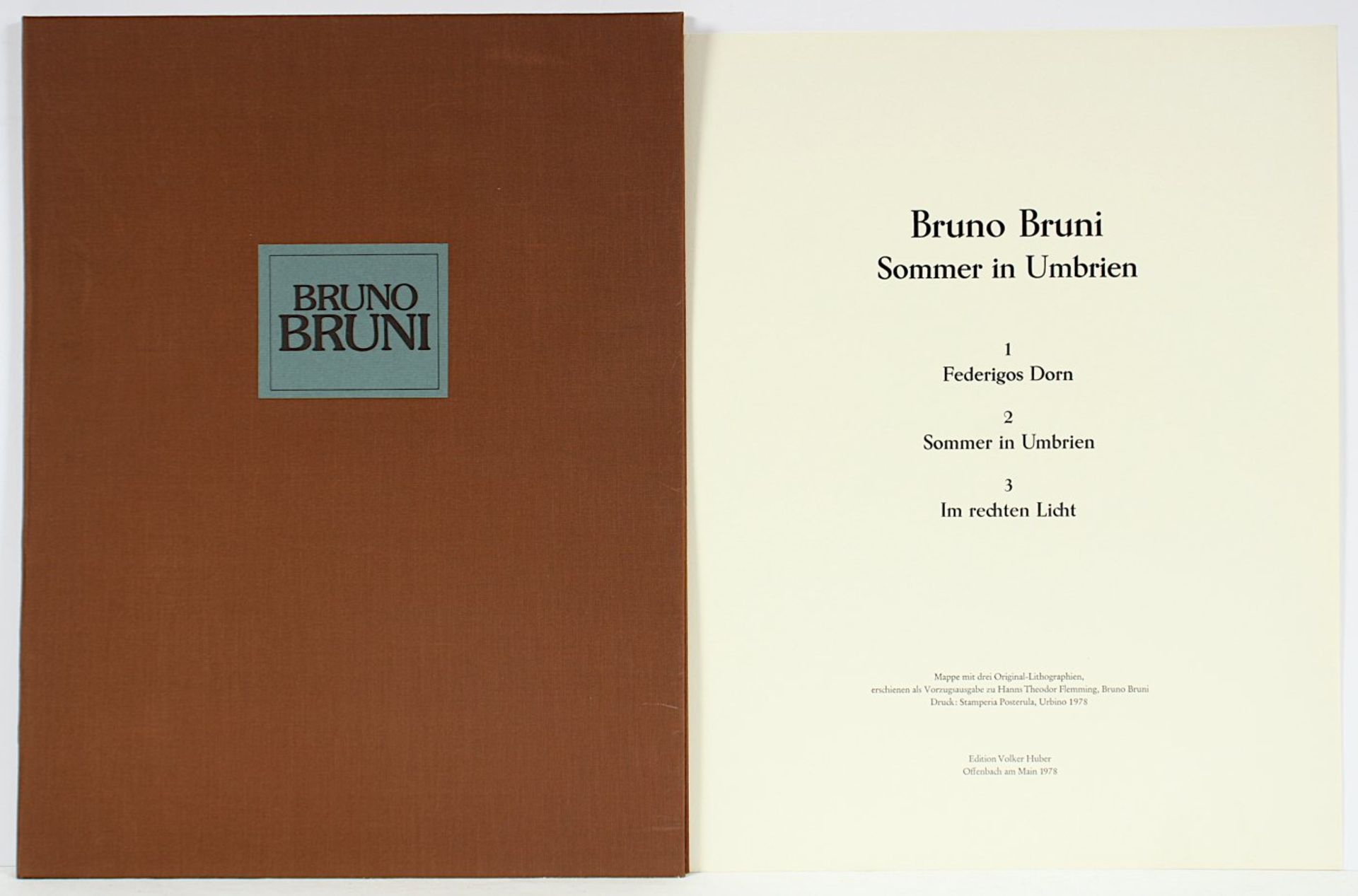 BRUNI, Bruno, Mappe "Sommer in Umbrien", mit 3 Original-Farblithografien, 41 x 31, jeweils - Bild 2 aus 2