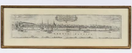 BONN, "Verona, nunc Bonna", Panoramaansicht, Kupferstich, R.10 x 35, MERIAN, um 1640, R.