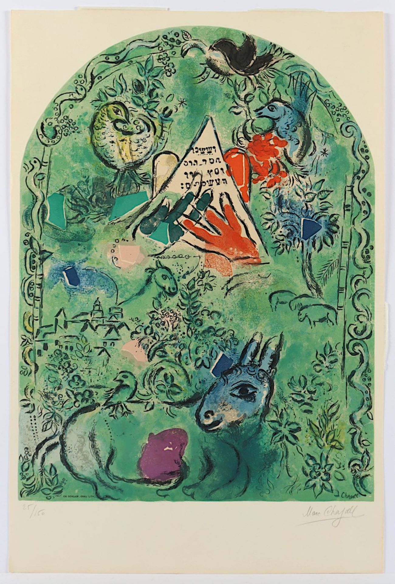 CHAGALL, Marc, "Der Stamm Issachar", Original-Farblithographie auf Velin mit Wasserzeichen "Arches", - Bild 2 aus 4