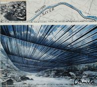 CHRISTO, "Over the river", Project Arkansas River, Farboffset (Kunstpostkarte), 10 x 11,