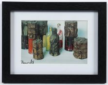 CHRISTO, "Wrapped cans and bottles", Farboffset (Signaturkarte), 11,5 x 16, handsigniert, R.
