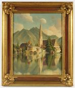 LANG, Hans (1898-1975), "Rottach-Egern am Tegernsee", Öl/Lwd., 50 x 40, unten rechts signiert, R.