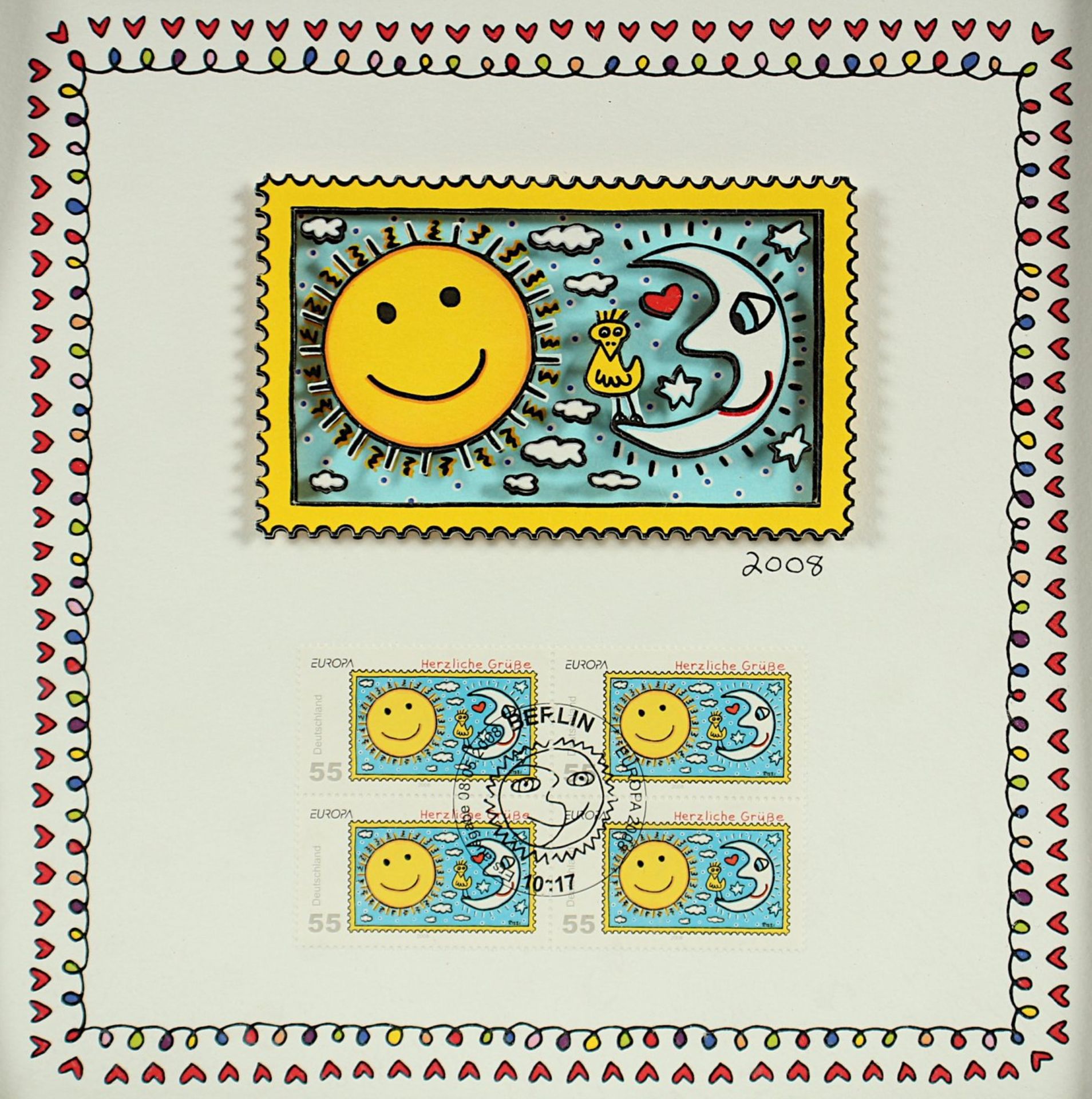 RIZZI, James, "Rizzi stamps", vier Entwürfe für Briefmarken, 3-d-Grafiken (je ca. 20 x 20) und die - Image 6 of 6