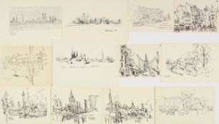 RADDATZ, Hermann Alfred (1907-1962), Konvolut aus 12 Zeichnungen zum Thema "München", Filzstift/