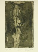FUCHS, Ernst, "Im Griff der Sphinx", Original-Radierung, mit Aquatinta, 40 x 24, nummeriert 74/