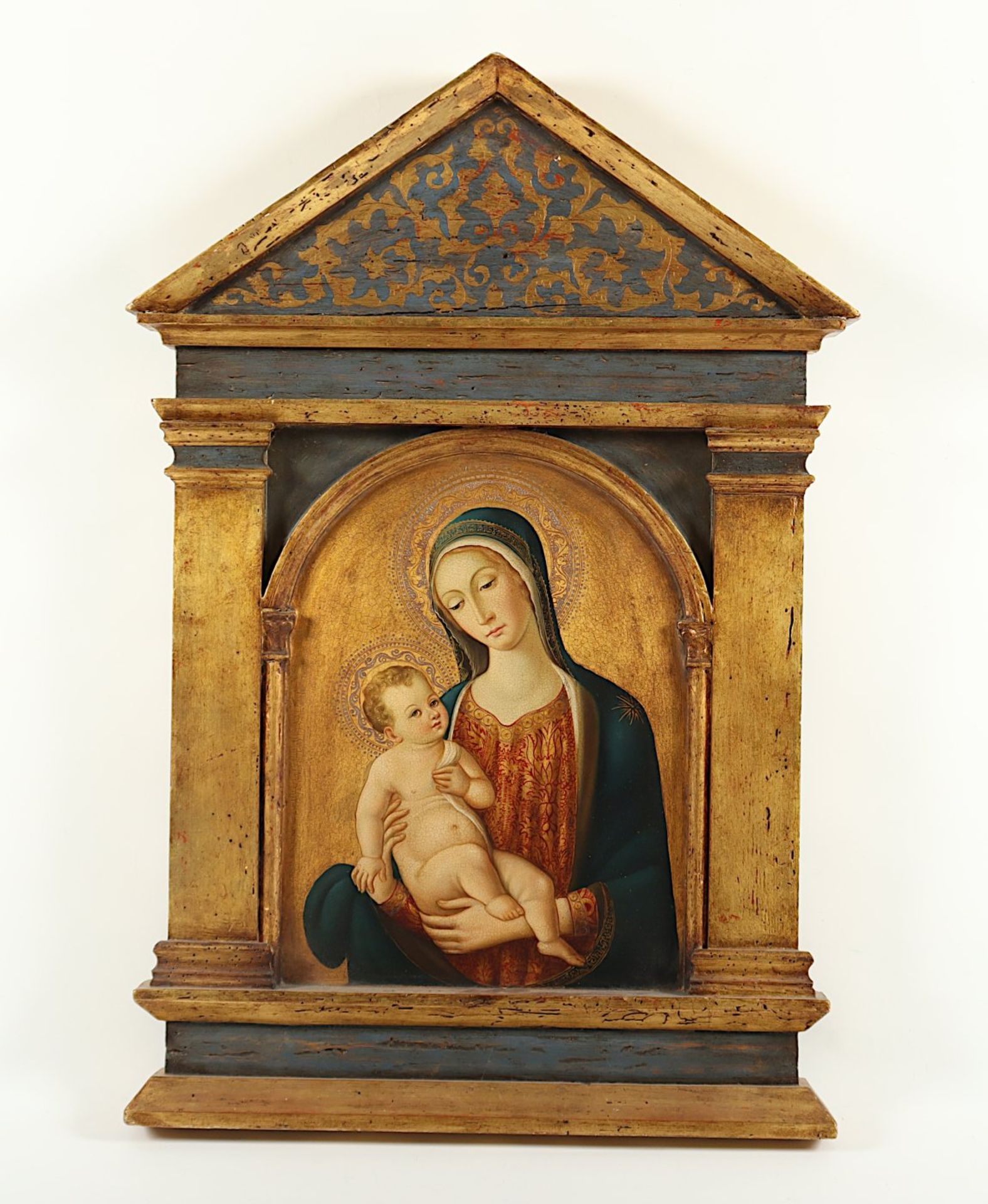 MADONNA MIT KIND, Altarbild im Stil der Florentinischen/Sienesischen Renaissance, H 95, B 64, 19./