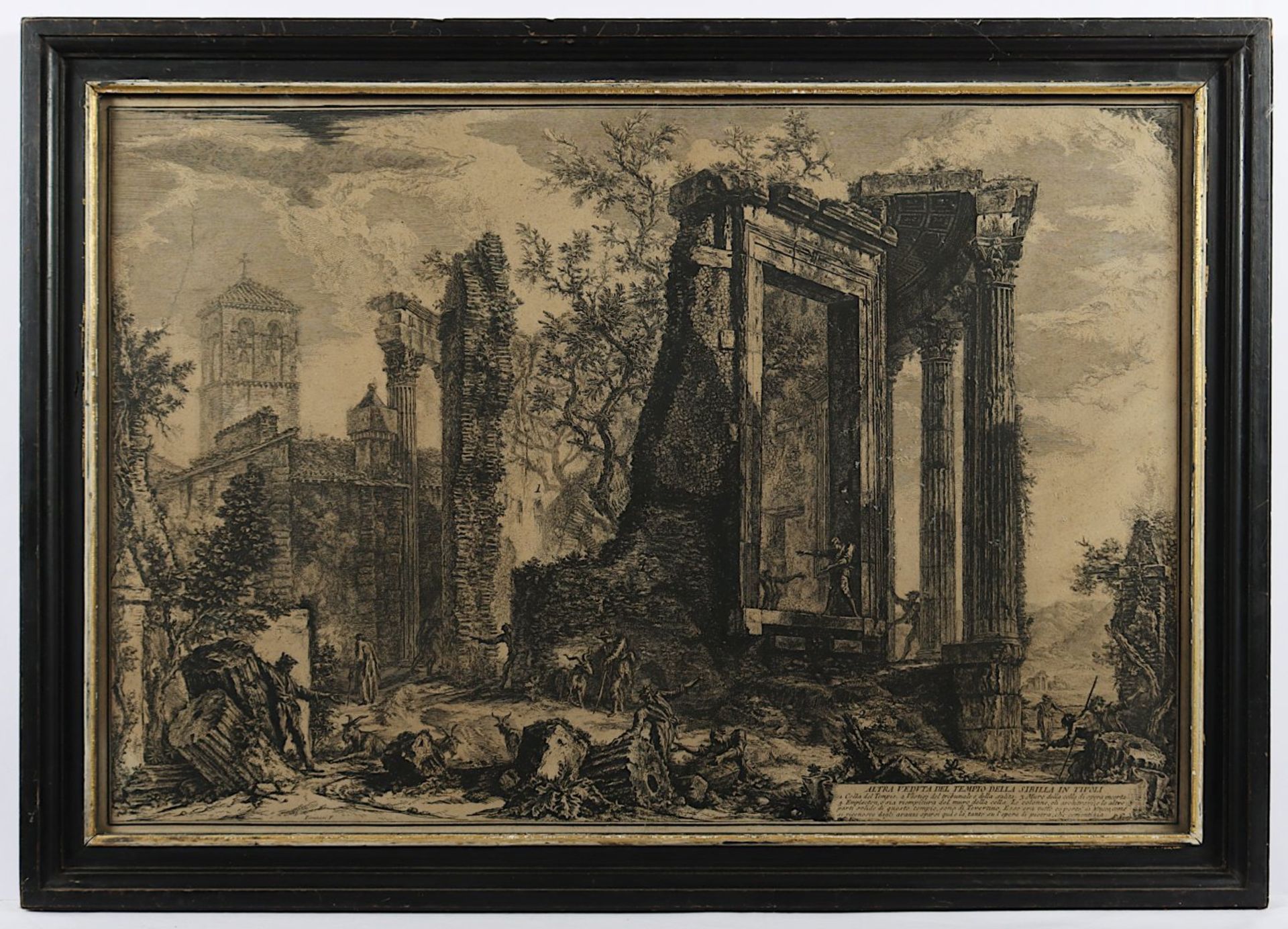 PIRANESI, "Altra veduta del Tempio della Sibilla in Tivoli", Radierung, 45 x 67, besch., aus