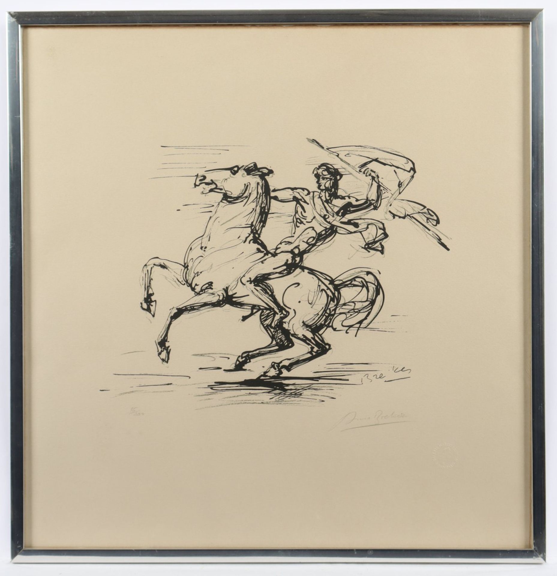 BREKER, Arno, "Apollo auf dem Pferd", Original-Lithografie, 31 x 38, nummeriert 95/250, - Bild 2 aus 2