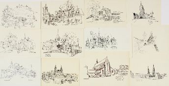RADDATZ, Hermann Alfred (1907-1962), Konvolut aus 12 Zeichnungen zum Thema "Süddeutschland",