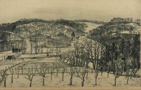 JANSEN, Franz M., "Wald im Winter", Original-Radierung, 31 x 49, handsigniert, Merholz R 387, R.