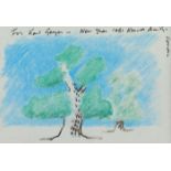 ARMITAGE, Kenneth, "Tree", Farbstift-Zeichnung/Papier, 15 x 21, mit Widmung und Signatur des