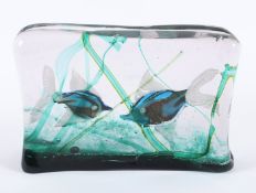 AQUARIUM, farbloses Glas, polychrome Einschmelzungen, L 21, Gino CENEDESE, 20.Jh.