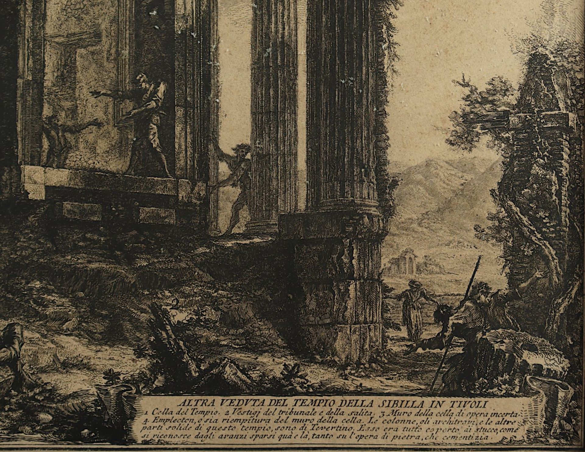 PIRANESI, "Altra veduta del Tempio della Sibilla in Tivoli", Radierung, 45 x 67, besch., aus - Bild 2 aus 2