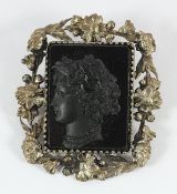 CAMEO-BROSCHE, 800/ooo Silber, Gagat, L 5,7 x 5,0, 19.Jh.