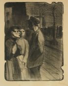 STEINLEN, Théophil Alexandre (1859-1923), "Arbeiter im Gespräch", Original-Lithografie, 42,5 x 32,