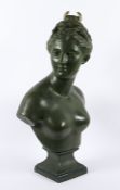 DIANA, Keramik, bronziert, H 73, Modellnummer 1598/52/64, gemarkt, GOLDSCHEIDER WIEN, um 1920/30