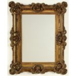 PRUNKSPIEGEL, Holz, Goldstuck, min.besch., Glas erneuert, 80 x 64, DEUTSCH, um 1860/70