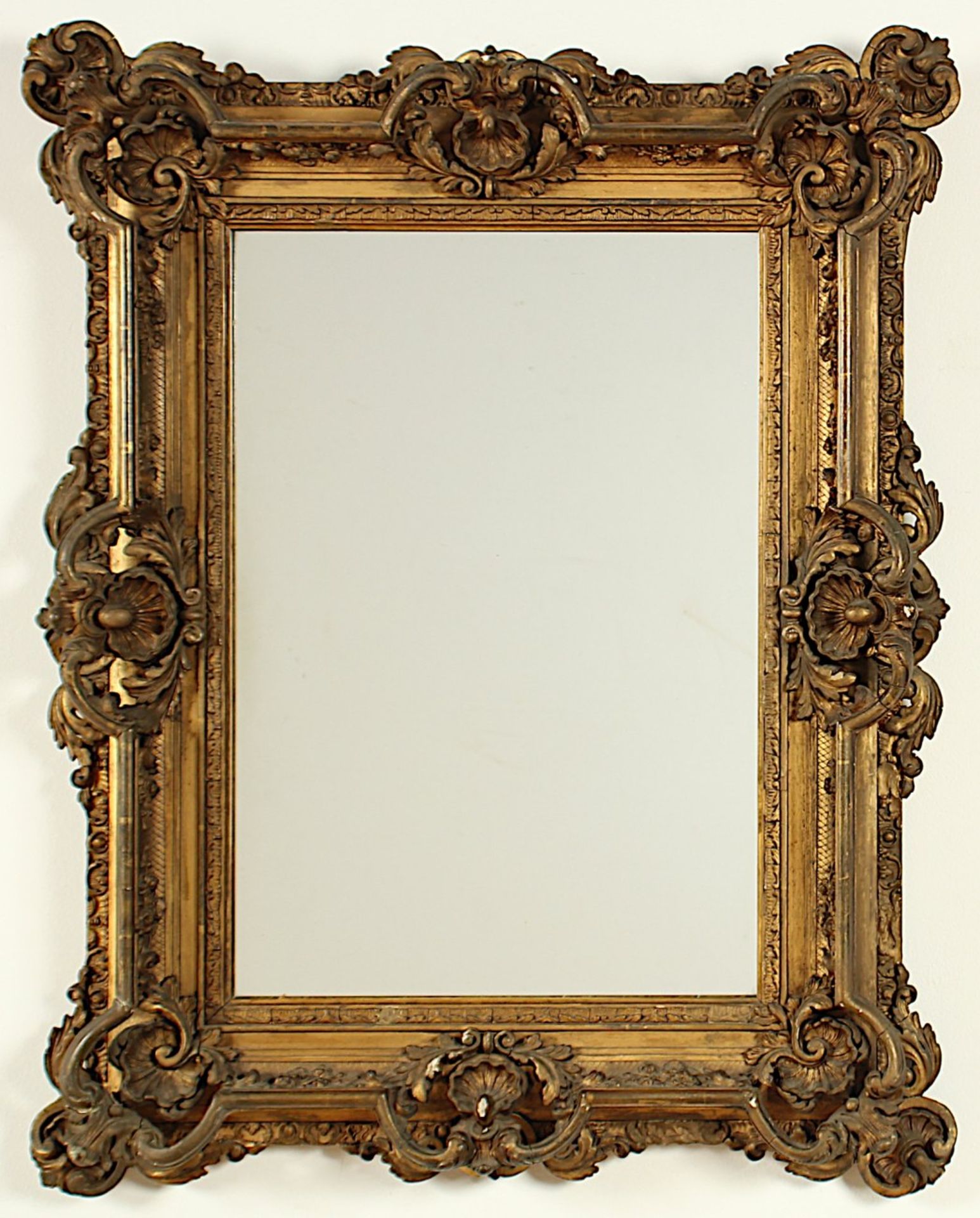 PRUNKSPIEGEL, Holz, Goldstuck, min.besch., Glas erneuert, 80 x 64, DEUTSCH, um 1860/70