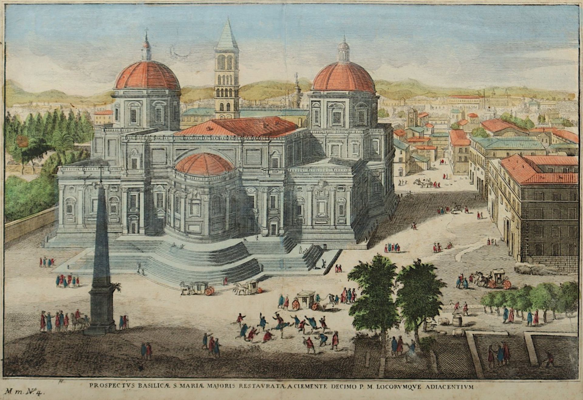 ROM - BASILICA S. MARIAE MAJORIS, (Santa Maria Maggiore), kolorierter Kupferstich, 22 x 32, 18. - Bild 2 aus 2