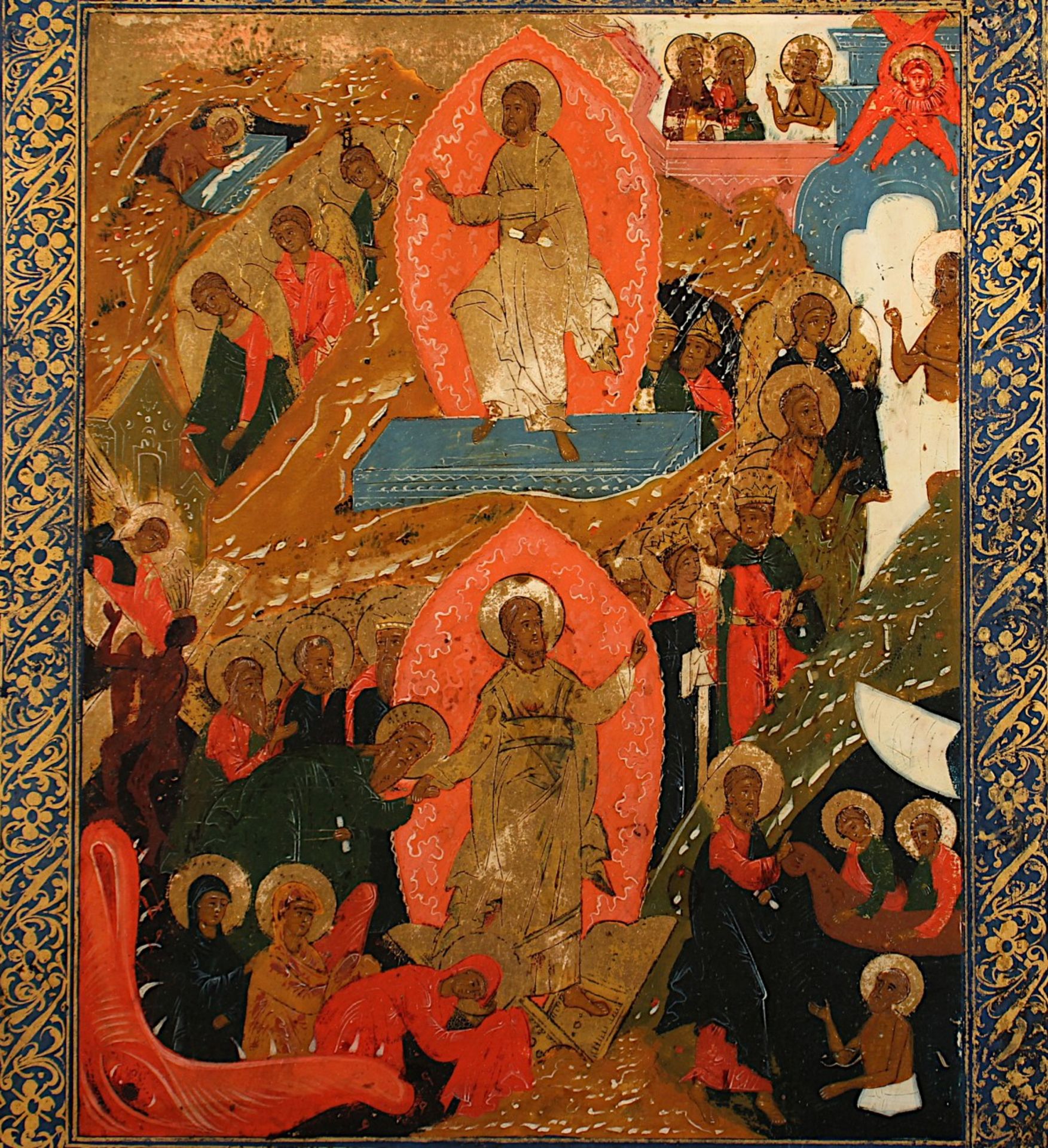 GROSSE SIGNIERTE FESTTAGSIKONE, Tempera/Holz, Goldgrund, 61,5 x 51, Feinmalerei in leuchtender - Bild 4 aus 6