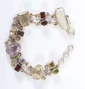 ARMBAND, 925/ooo Silber, Quarze und Perlmutt, L 17-19