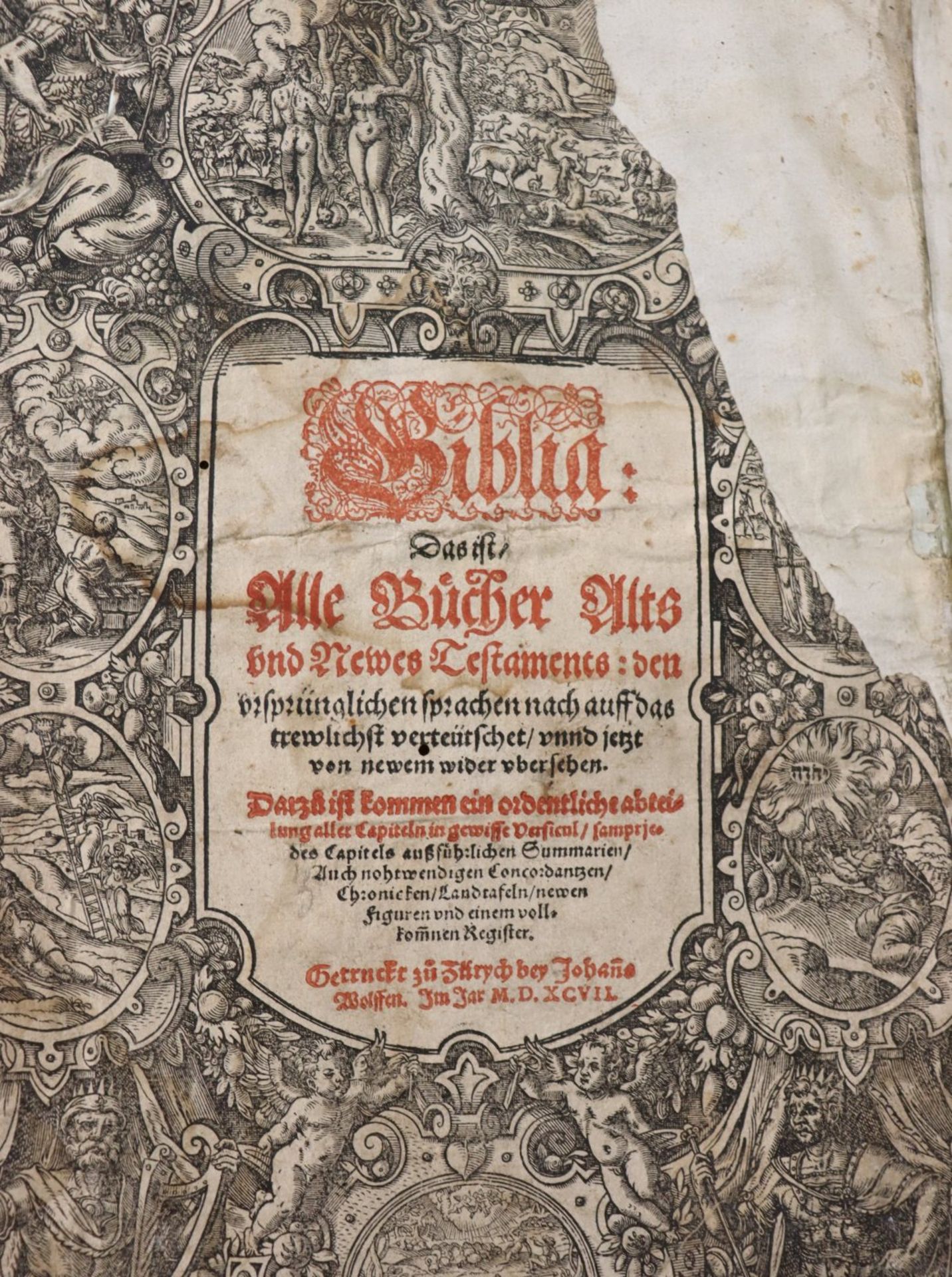 BIBEL, Biblia, das ist alle Bücher Alts und Newes Testaments..", 1596/97, Zürich bei Johann Wolffen,