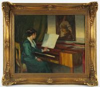 MAHN, Richard (1866-1951), "Am Klavier", Öl/Lwd., 50 x 60, unten rechts signiert, R.